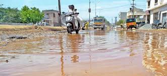 inconvenience todrive for vehicle drivers due to stored water on road pimpri chinchwad