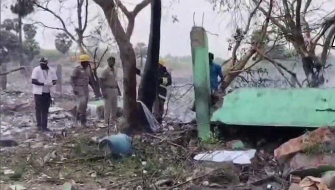 Six dead, several injured in an explosion at a firecracker warehouse in Kuruvimalai of Kancheepuram district Tamil Nadu
